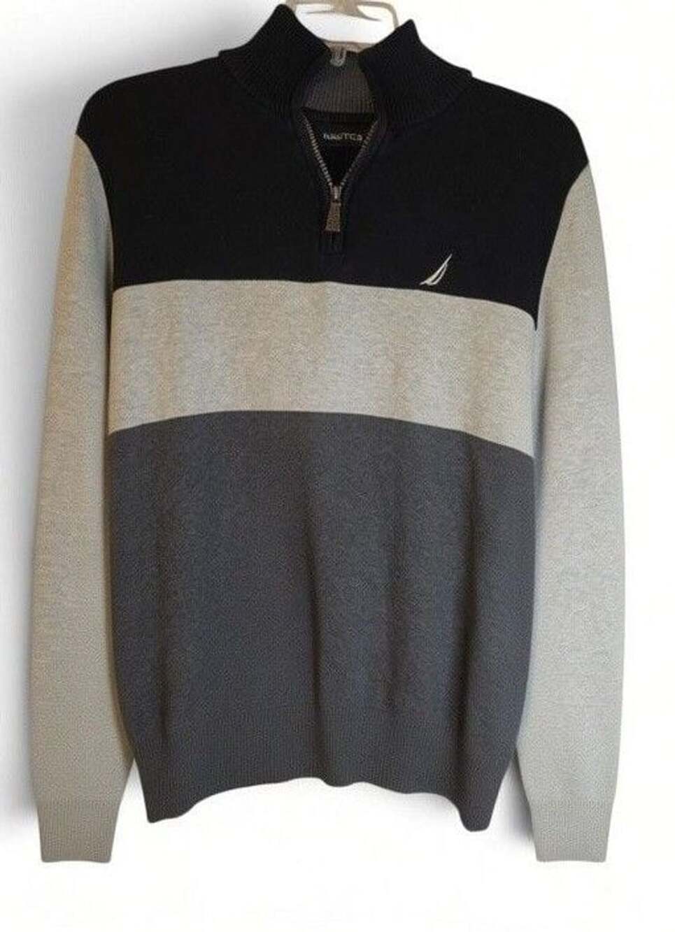 Nautica 1/4 Zip Pullover Size L Colorblock Sweater